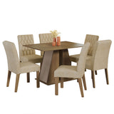 Juego de Comedor Mesa Tapa de Madera 6 Sillas Marrón/Crema/Imperial Fabiana Madesa