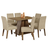 Juego de Comedor Mesa Tapa de Madera 6 Sillas Marrón/Crema/Imperial Cheryl Madesa