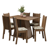 Juego de Comedor Mesa Tapa de Madera 6 Sillas Marrón/Crema/Lírio Beige Sharon Madesa