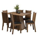 Juego de Comedor Mesa Tapa de Madera 6 Sillas Marrón/Crema/Negro Sharon Madesa