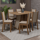 Juego de Comedor con Tapa de Madera 6 Sillas Marrón/Crema/Beige Wendy