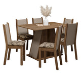 Juego de Comedor Mesa Tapa de Madera 6 Sillas Marrón/Crema/Beige Marrón Wendy Madesa