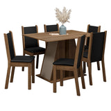 Juego de Comedor Mesa Tapa de Madera 6 Sillas Marrón/Crema/Negro Wendy Madesa
