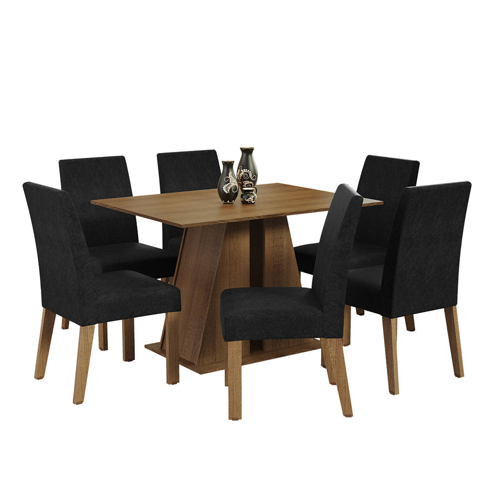 Juego de Comedor Mesa Tapa de Madera 6 Sillas Marrón/Oxford Cheryl Madesa
