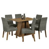 Juego Comedor Mesa con Tapa de Madera 6 Sillas Marrón/Gamuza Silver Cheryl Madesa