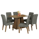 Juego de Comedor Mesa Tapa de Madera 6 Sillas Marrón/Silver Fabiana Madesa