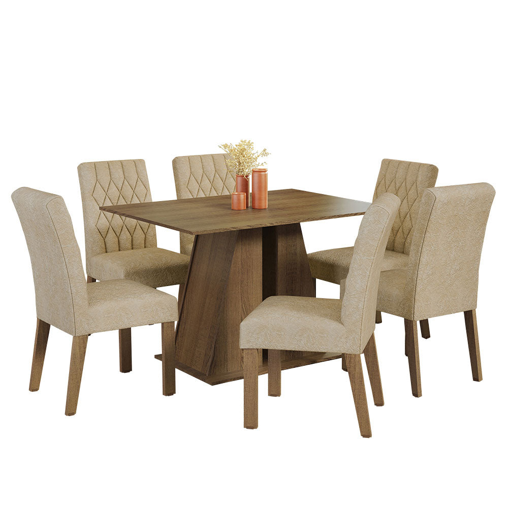 Juego de Comedor Mesa Tapa de Madera 6 Sillas Marrón/Imperial Fabiana Madesa