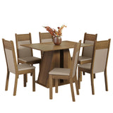 Juego Comedor Mesa con Tapa de Madera 6 Sillas Marrón/Beige Beverly Madesa
