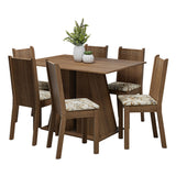 Juego de Comedor Mesa Tapa de Madera 6 Sillas Marrón/Lírio Beige Sharon Madesa