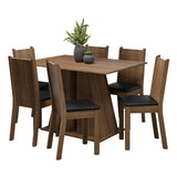 Conjunto Comedor Mesa Mesada de Madeira 6 Sillas Marrón/Negro Sharon Madesa