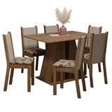 Juego de Comedor Mesa Tapa de Madera 6 Sillas Marrón/Beige Marrón Wendy Madesa