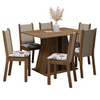 Juego de Comedor Wendy Mesa Rectangular Tapa de Madera con 6 Sillas Marrón/Hibiscos Madesa