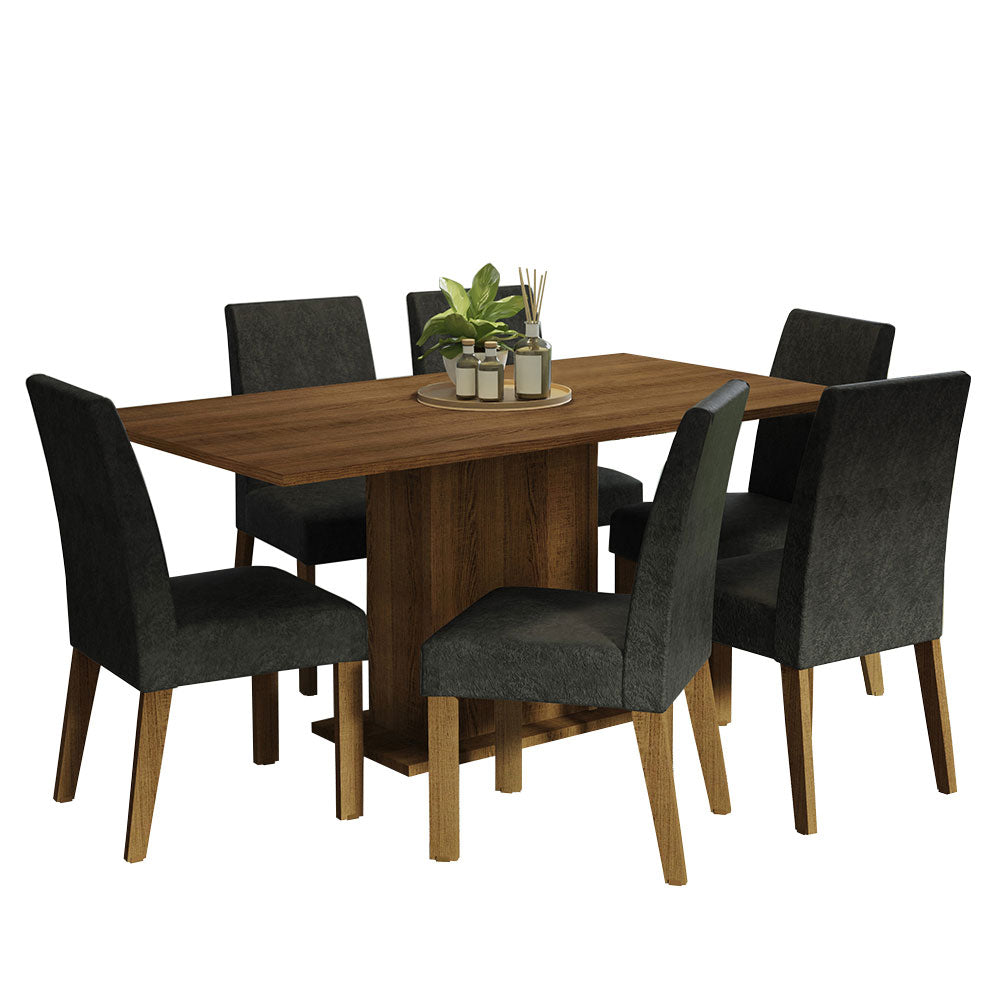Juego de Comedor 6 Sillas Marrón/Oxford Renata Madesa