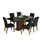 Juego de Comedor con Vidrio Sobrepuesto 6 Sillas Marrón/Negro/Oxford Geórgia Madesa