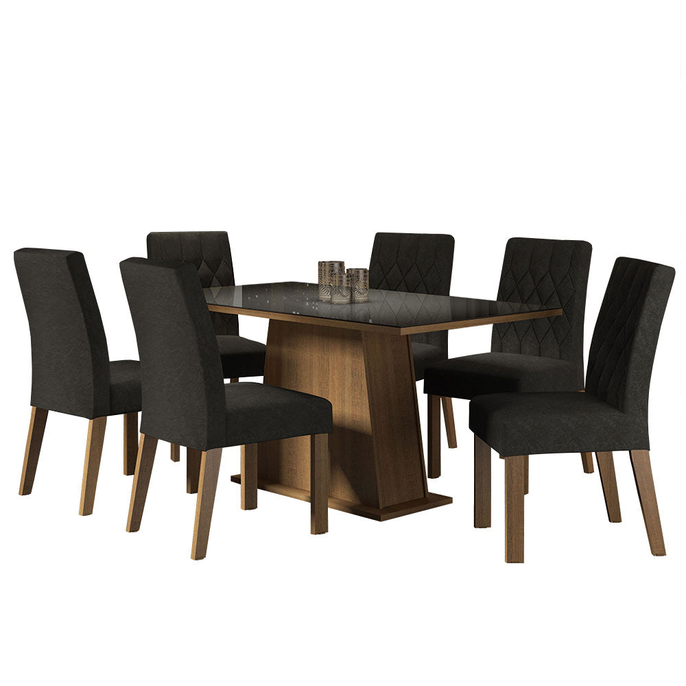 Juego de Comedor Mesa de Vidrio 6 Sillas Madesa Oxford MN 01