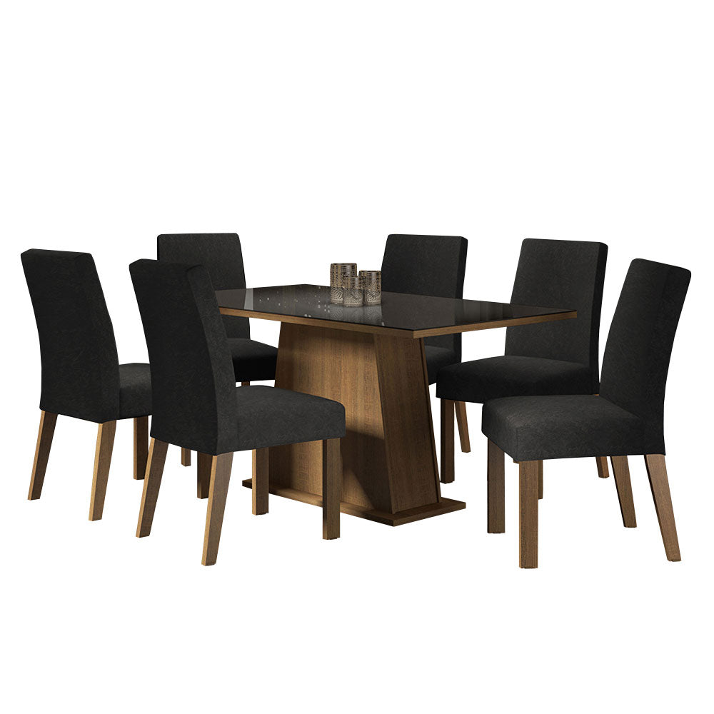 Juego de Comedor Mesa de Vidrio 6 Sillas Madesa Oxford MN 08