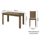 Juego de Comedor Mesa Tapa de Vidrio 6 Sillas Marrón/Sintético Beige Isla Madesa