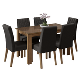Juego de Comedor con Mesa de Tapa de Vidrio y 6 Sillas Marrón/Oxford Odara Madesa