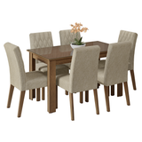 Juego de Comedor con Mesa de Tapa de Vidrio y 6 Sillas Marrón/Imperial Odara Madesa
