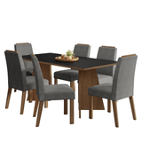 Juego de Comedor Mesada de Madera 6 Sillas Minsk Marrón/Negro/Silver