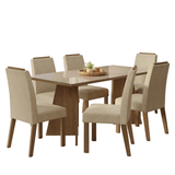 Juego de Comedor Mesada de Vidrio 6 Sillas Amalfi Marrón/Crema/Imperial