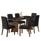 Juego de Comedor con Vidrio Sobrepuesto 6 Sillas Marrón/Negro/Oxford Siena Madesa