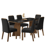 Juego de Comedor Mesada de Vidrio 6 Sillas Siena Marrón/Negro/Oxford