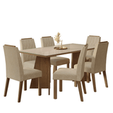 Juego de Comedor Mesada de Vidrio 6 Sillas Siena Marrón/Crema/Imperial