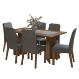 Juego de Comedor Mesada de Madera 6 Sillas Soho Marrón/Silver