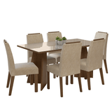 Juego de Comedor Mesada de Vidrio 6 Sillas Madrid Marrón/Crema/Imperial