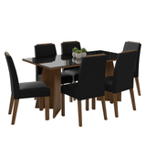 Juego de Comedor Mesada de Vidrio 6 Sillas Madrid Marrón/Negro/Oxford