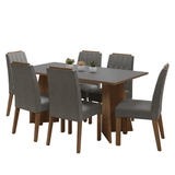 Juego de Comedor Mesada de Madera 6 Sillas Leon Marrón/Gris/Silver