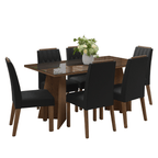 Juego de Comedor con Vidrio Sobrepuesto 6 Sillas Marrón/Oxford Sintra Madesa
