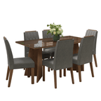Juego de Comedor con Vidrio Sobrepuesto 6 Sillas Marrón/Silver Sintra Madesa
