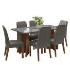 Juego de Comedor con Vidrio Sobrepuesto 6 Sillas Marrón/Gris/Silver Sintra Madesa