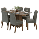Juego de Comedor Tapa de Vidrio 6 Sillas Marrón/Silver Dália Madesa