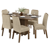 Juego de Comedor Tapa de Vidrio 6 Sillas Marrón/Imperial Dália Madesa