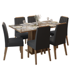 Juego de Comedor Azaleia Mesa Rectangular Tapa de Vidrio con 6 Sillas Marrón/Oxford Madesa