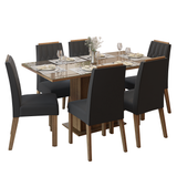 Juego de Comedor Tapa de Vidrio 6 Sillas Marrón/Oxford Azaleia Madesa
