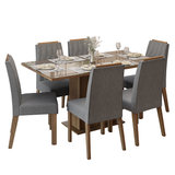 Juego de Comedor Tapa de Vidrio 6 Sillas Marrón/Silver Azaleia Madesa