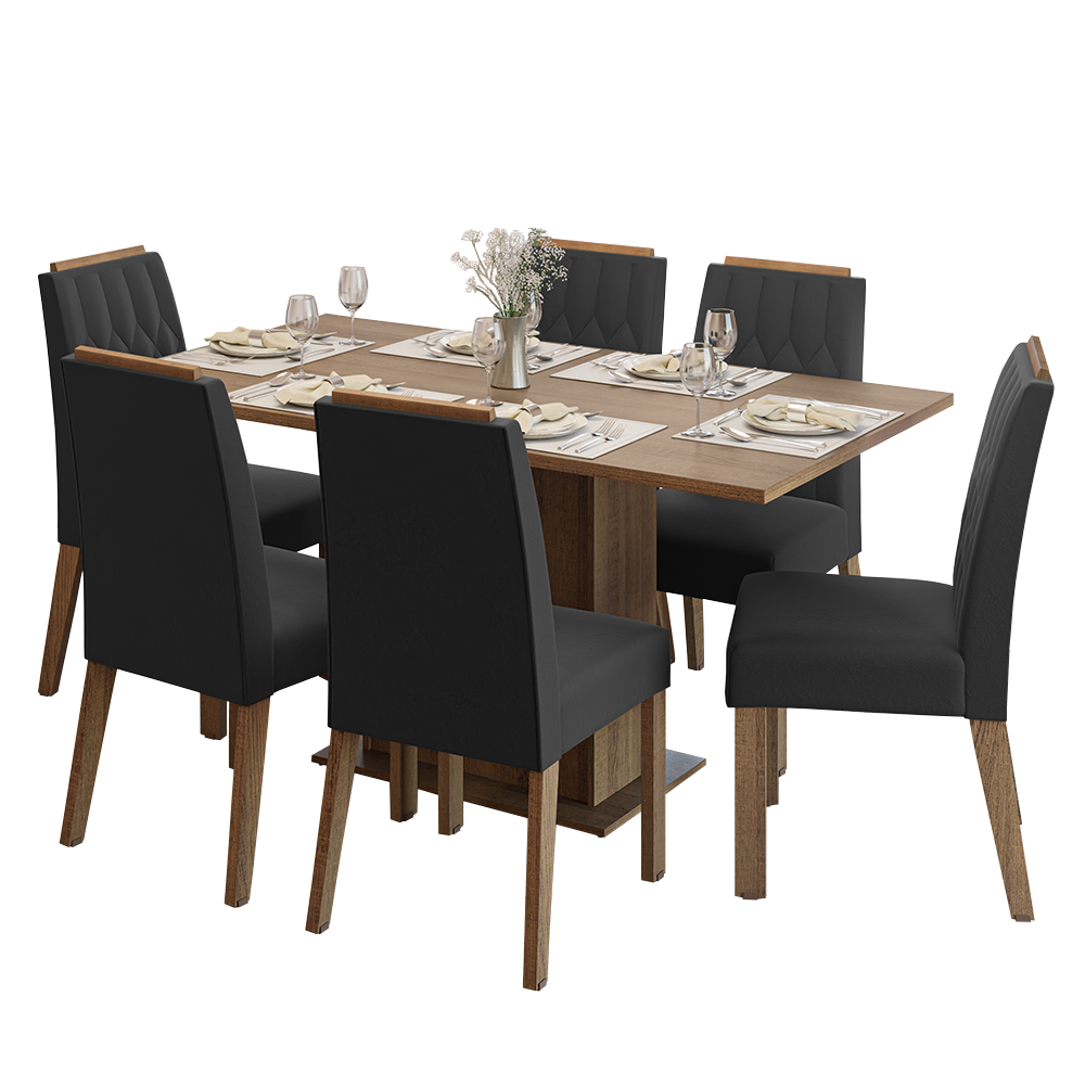 Juego de Comedor Tapa de Madera 6 Sillas Marrón/Oxford Bosque Madesa