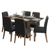 Juego de Comedor Tapa de Madera 6 Sillas Marrón/Negro/Oxford Bosque Madesa