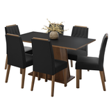 Juego de Comedor Tapa de Madera 6 Sillas Marrón/Negro/Oxford Cedro Madesa