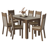 Juego de Comedor Mesa con Tapa de Madera 6 Sillas Marrón/Crema/Sintético Beige Madesa