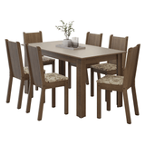 Juego de Comedor Mesa con Tapa de Madera 6 Sillas Marrón/Crema/Lirio Beige Madesa