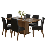 Juego de Comedor Tapa con Vidrio 6 Sillas Marrón/Oxford Alba Madesa