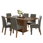 Juego de Comedor con Vidrio Sobrepuesto 6 Sillas Marrón/Silver Alba Madesa