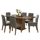 Juego de Comedor Tapa con Vidrio 6 Sillas Marrón/Silver Alba Madesa