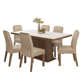 Juego de Comedor con Tapa de Madera 6 Sillas Marrón/Blanco/Imperial Assis Madesa