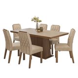 Juego de Comedor con Tapa de Madera 6 Sillas Marrón/Crema/Imperial Assis Madesa